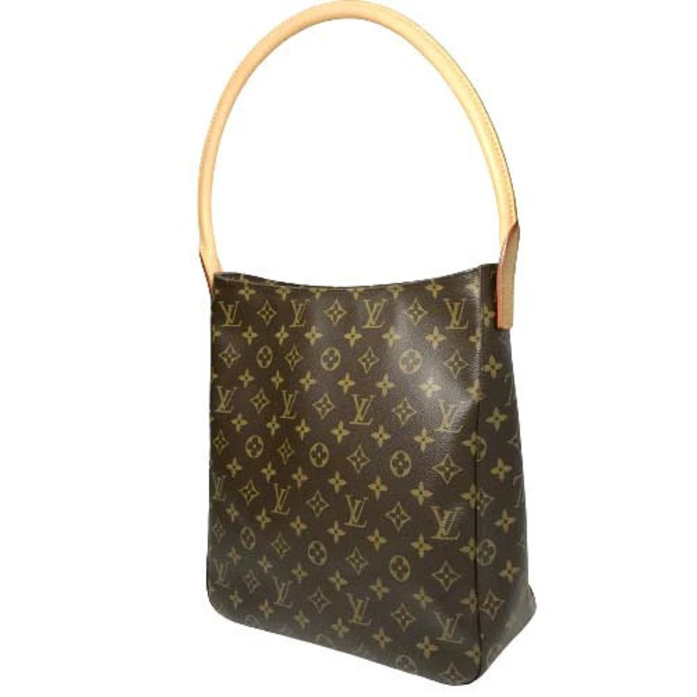 Louis Vuitton Looping Tote Leather Handbag Shoulder Bag Monogram Brown